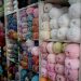 Bundles of wool on shelves in Art and Craft Valley, Coulsdon